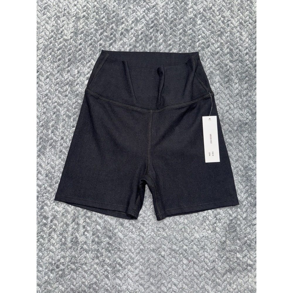 Joah Brown Women's Black Solid Biker Shorts Stretch Elastic Waist Sz S/M NWT
